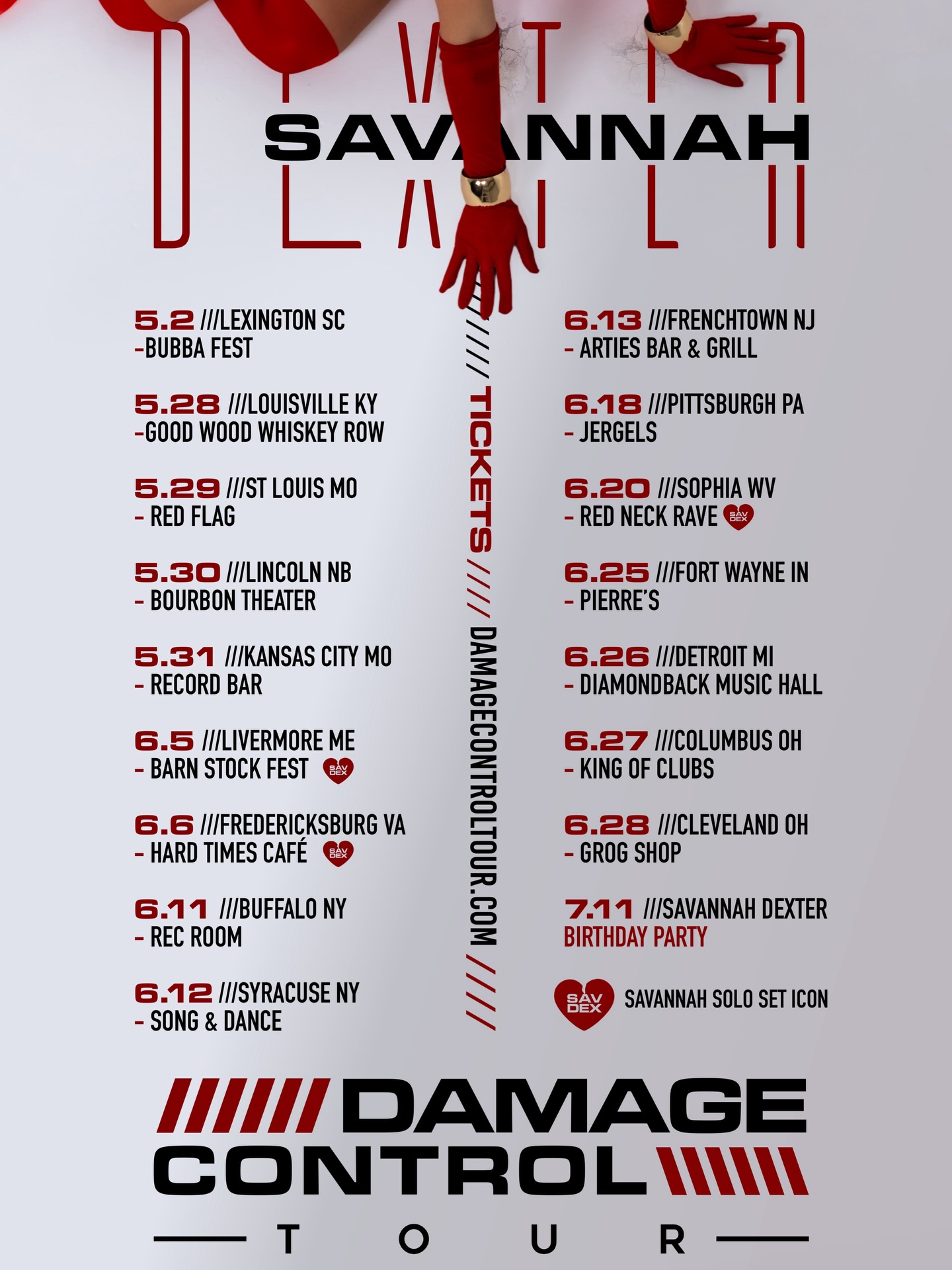 Savannah Dexter Damage Control Tour Poster 2026